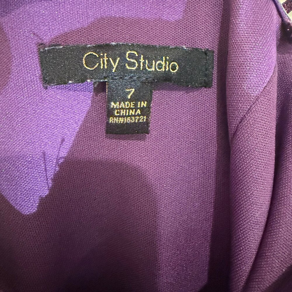 Purple Glitter Lace Up Skater Mini Dress SZ 7 HOCO Homecoming Semi Formal Glam - Picture 5 of 8
